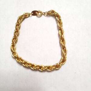 Vintage Bracelet Gold Tone Rope Chain Link Spring Ring Clasp Dainty 90s Stacking